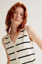Knitted Vest with Black and White Stripes
