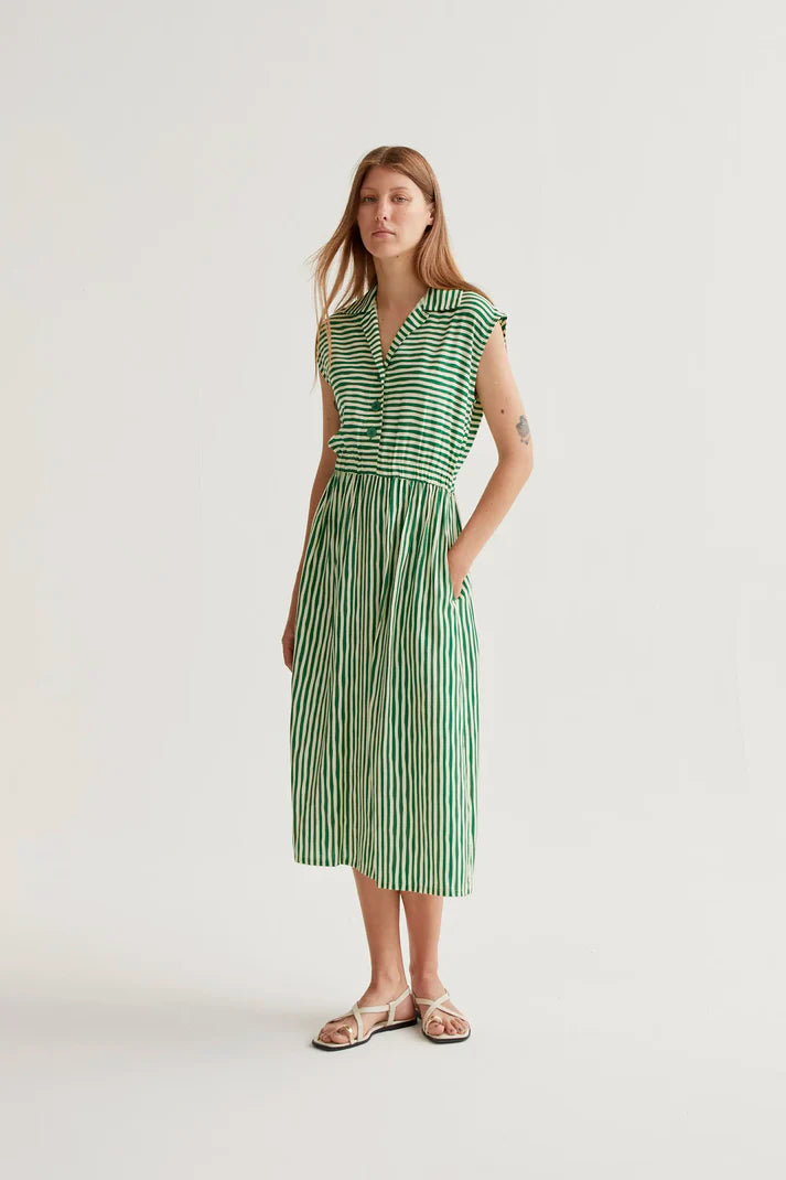 Lavagna Green Print Midi Dress