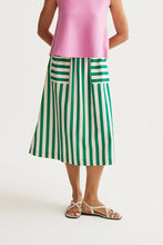 Bamboo Green Print Midi Skirt