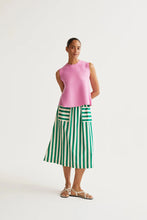 Bamboo Green Print Midi Skirt