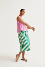 Bamboo Green Print Midi Skirt