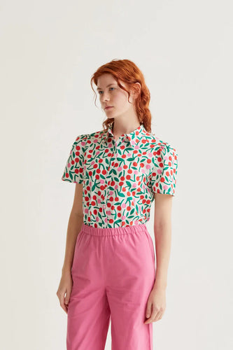 Shirt with Burgundy Print