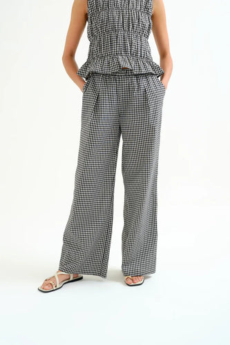 Black Gingham Check Trousers