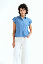 100% Cotton Chambray Light Blue Short Sleeve Shirt