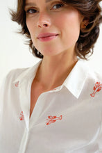 Shirt with Red Lobster Embroidery