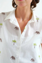 Shirt with Elephant and Palm Tree Print