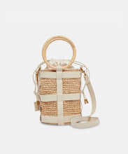 Shaena Top Handle Bucket Bag in Ivory Natural Raffia