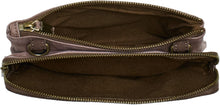 Karen Silky Coated Leather Crossbody Bag Dark Brown