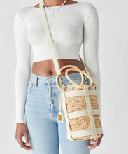 Shaena Top Handle Bucket Bag in Ivory Natural Raffia