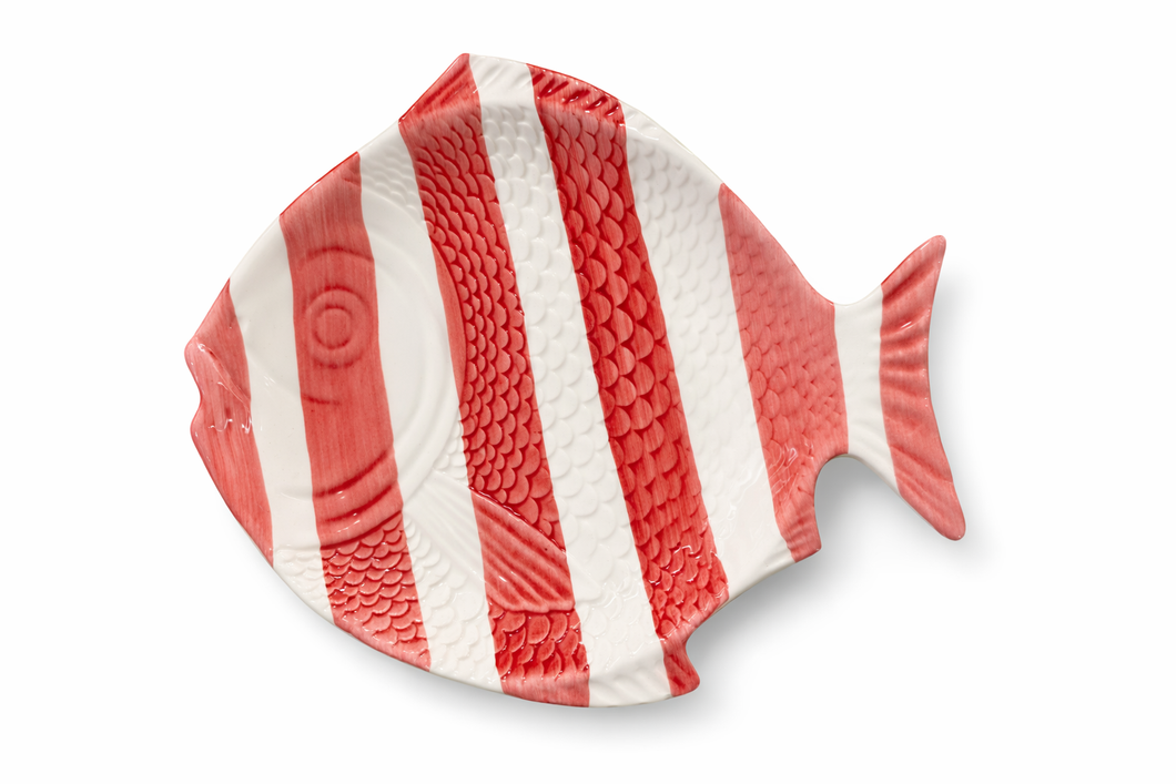 Fish Dessert Plate Red Stripes