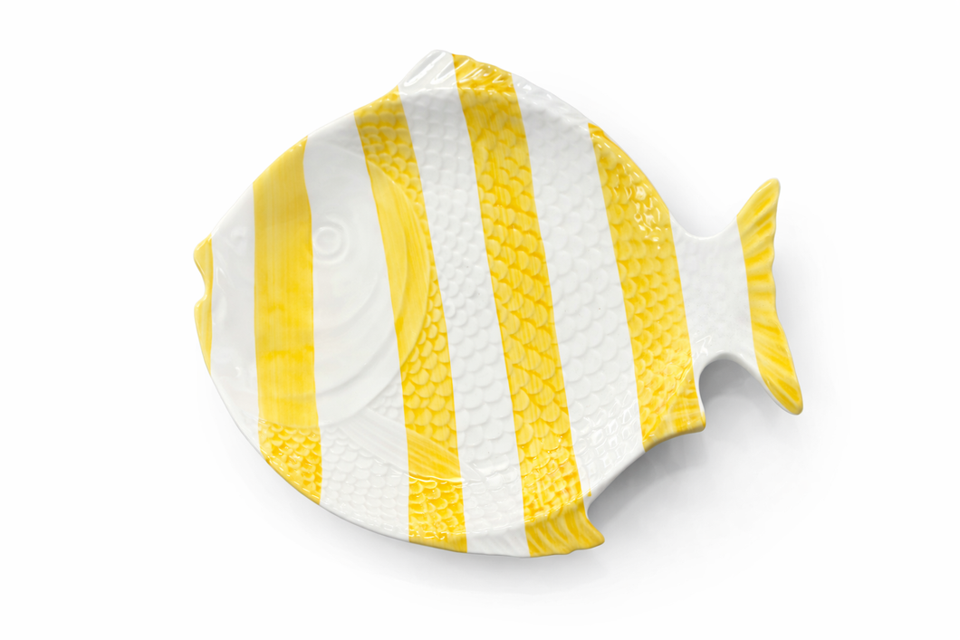Fish Dessert Plate Yellow Stripes