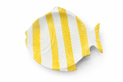 Fish Dinner Plate Yellow Stripes