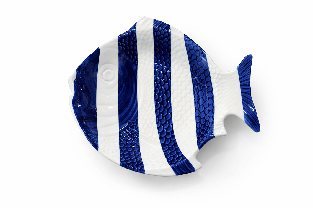Fish Soup Plate Blue Stripes