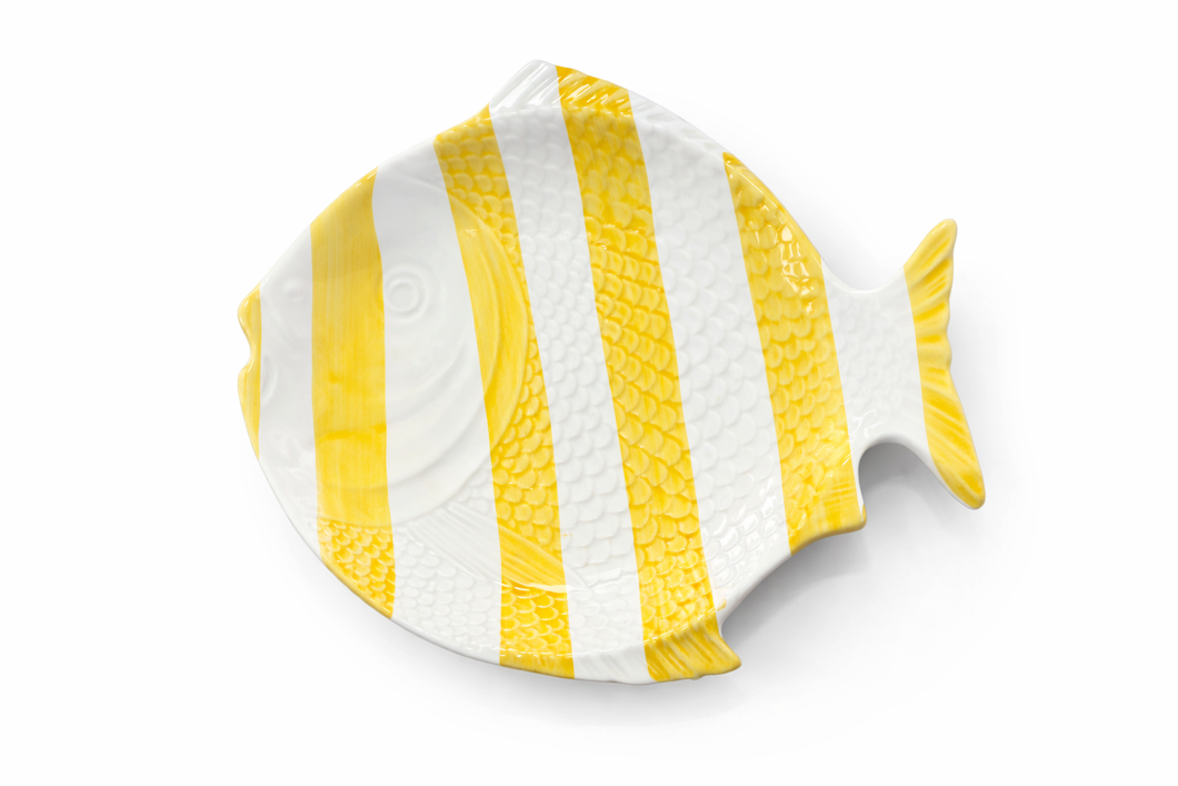 Fish Soup Plate Yellow Stripes