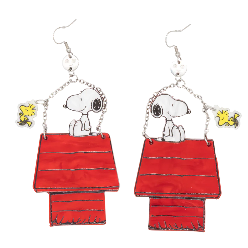 Peanuts 75th Snoopy & Woodstock Doghouse Layered Acrylic Earrings