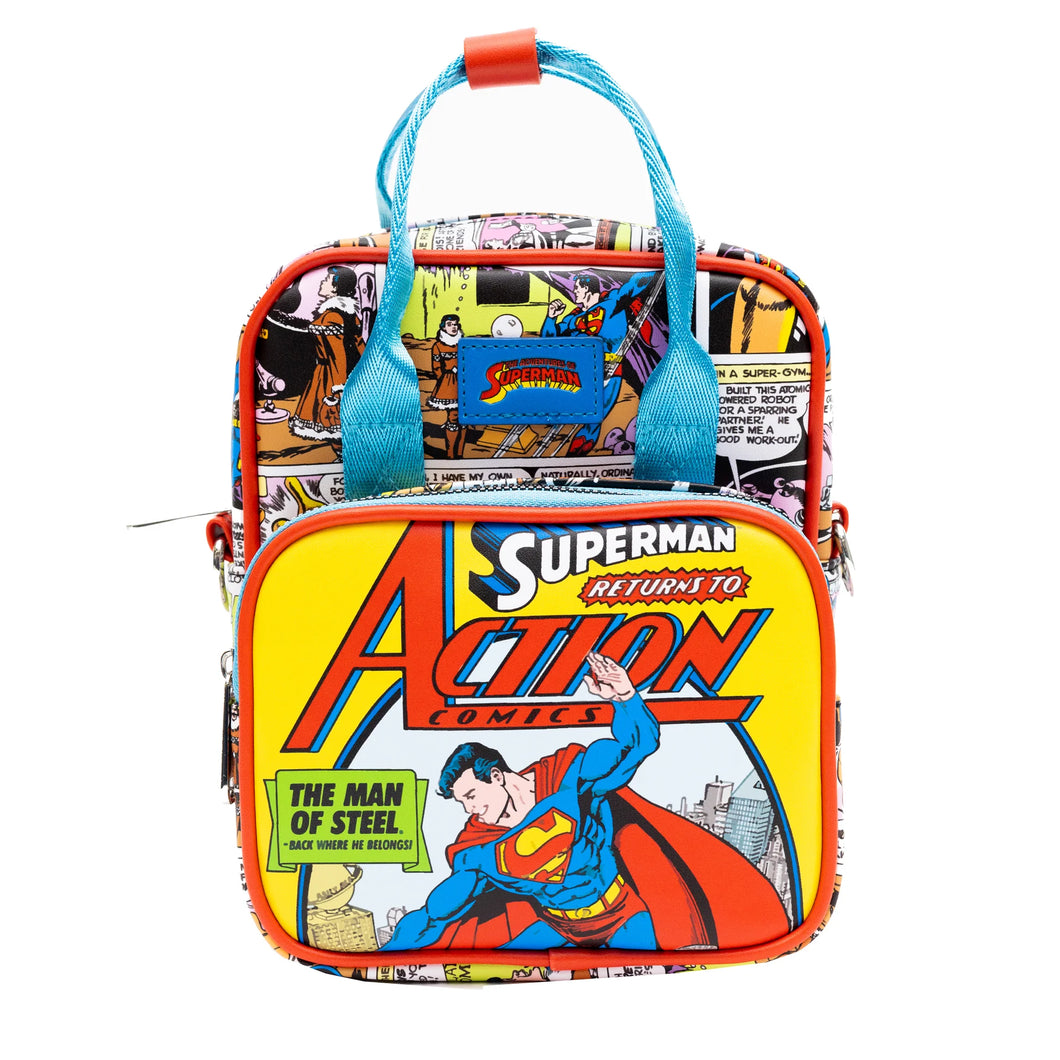 DC Comics Superman Return to Action Comics Cover Pose and Scenes Crossbody Bag