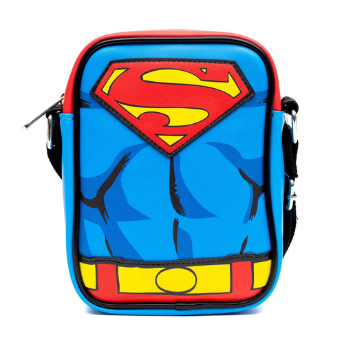 DC Comics Superman Close Up Logo and Belt Appliques Crossbody Bag