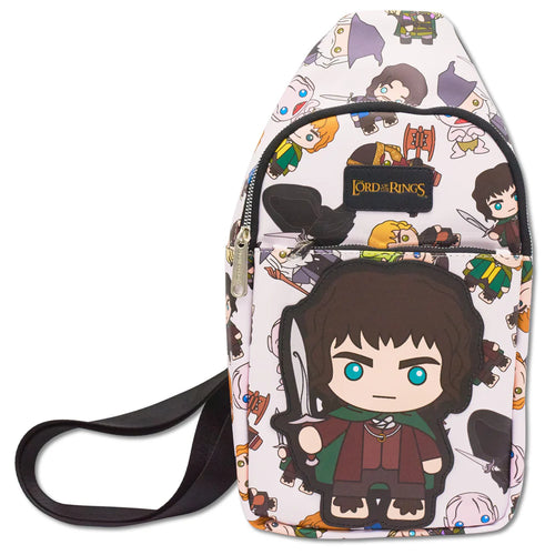 The Lord of the Rings Chibi Frodo Pose and Characters Collage Sling Bag