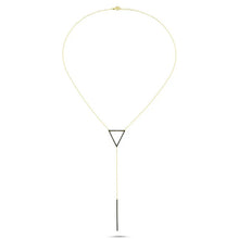Dainty Silver Black Triangle & Line Pendant Necklace in Gold