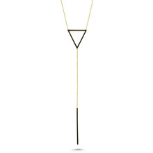 Dainty Silver Black Triangle & Line Pendant Necklace in Gold