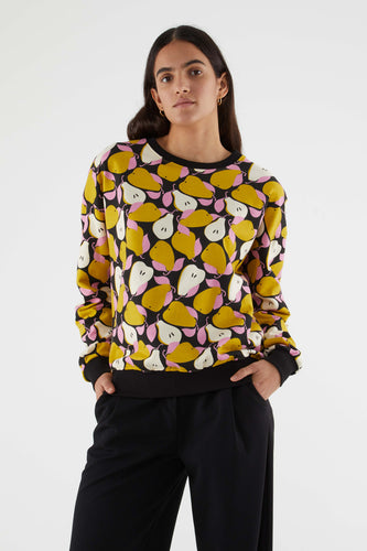 Cotton Sweatshirt with Pear Print