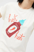 Cotton T-shirt with Hot Chili Sauce Print