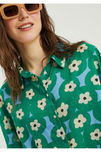 Flower Print Long Sleeved Loose Fit Shirt
