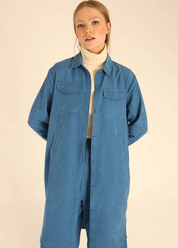 Long Overshirt in Blue