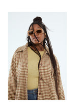 Midi Flannel Coat with Checkered Print