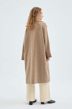 Midi Flannel Coat with Checkered Print