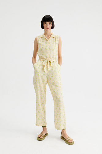 Seashell Print Shirt-style Jumpsuit