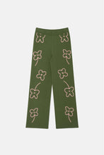 Straight Long Knit Pants with Flower Print