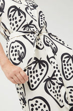 Strawberries Midi Dress Shirt with Strawberry Print