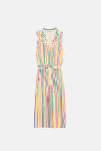 Stripe Print Midi Shirt Dress