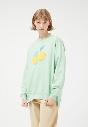 Cotton Sweatshirt with Citrus Fruit Print