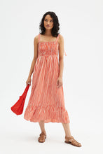 Stripe Print Midi Strappy Dress