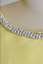Embellished Woven Shift Dress in Yellow