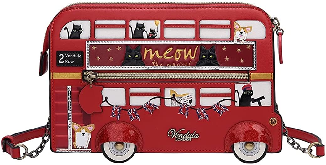 London Cats and Corgis Red Bus Pouch Bag Crossbody