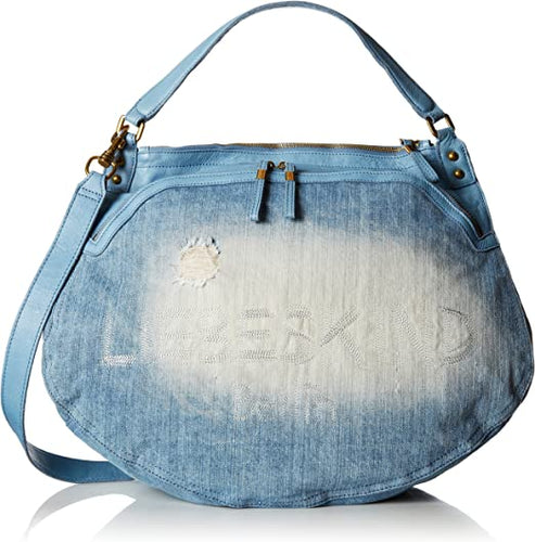 Vega A Distressed Denim Crossbody Bag in Blue