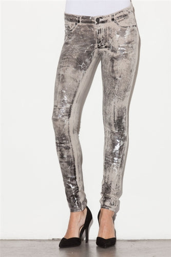 Anarchy Knit Skinny Pants in Concrete Foil