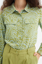 Wave Print Shirt with Patch Pockets