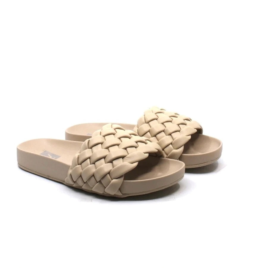 PADDY Woven Slide Sandals in Ivory