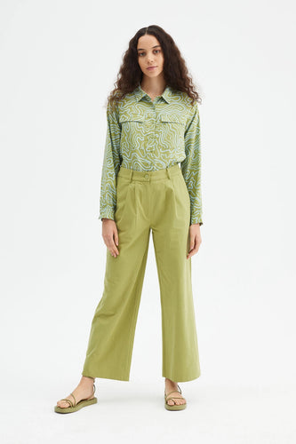 Wave Print Shirt with Patch Pockets