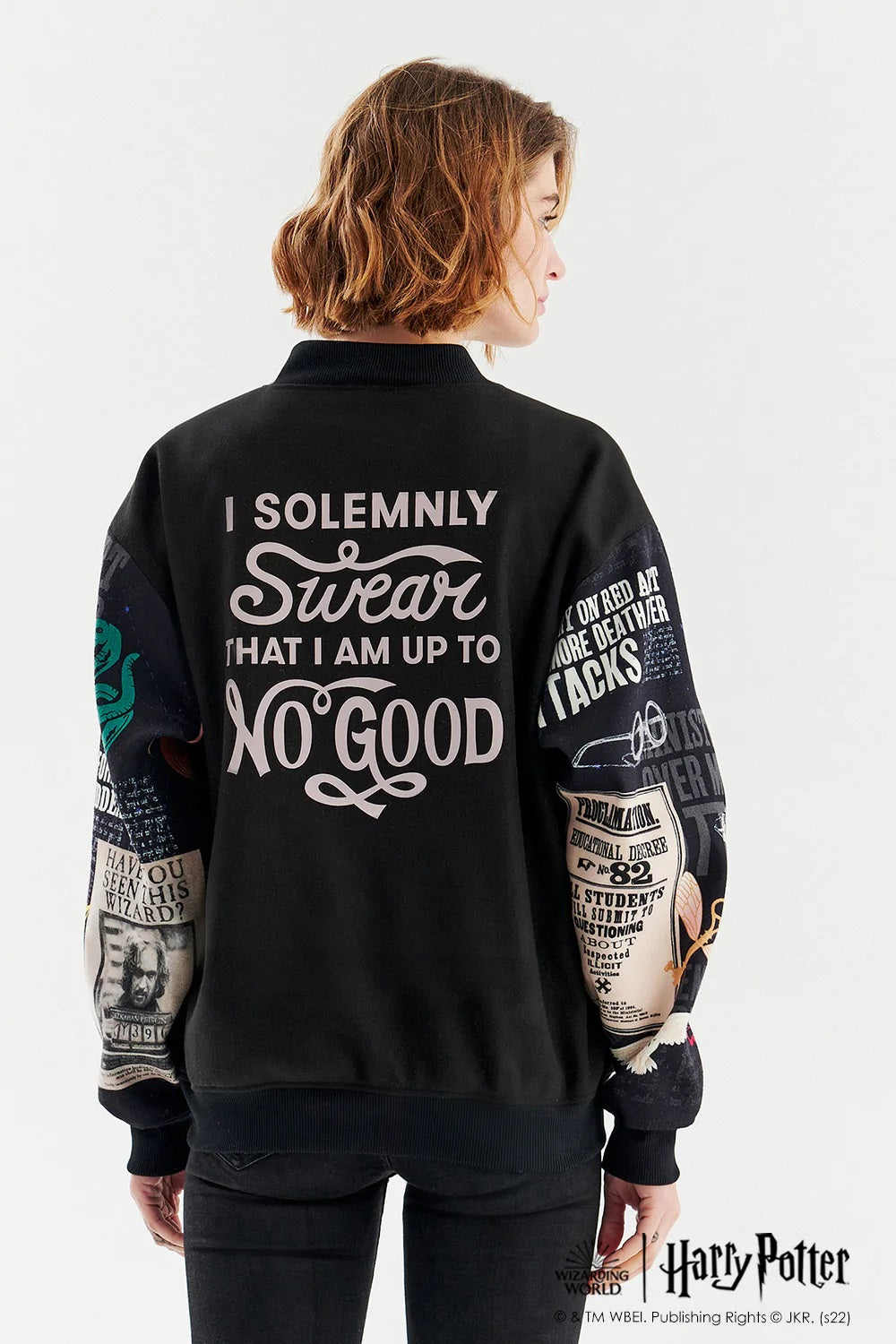 Solemnly Swear Bomber Jacket in Black – Glameur New York