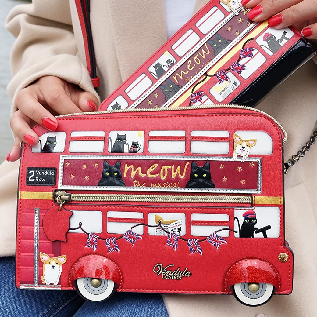 London Cats and Corgis Red Bus Pouch Bag Crossbody – Glameur New York