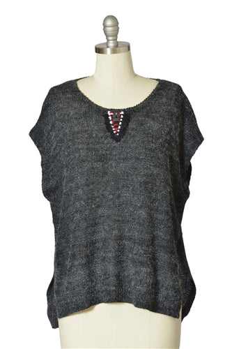 Tribal Sleeveless Knit High-low Sweater
