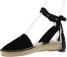 Women's MESA Espadrille Strappy Lace-up Flat Sandals in Black