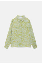 Wave Print Shirt with Patch Pockets