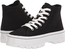 Shaddoww Hi-top Platform Sneakers in Black Fabric