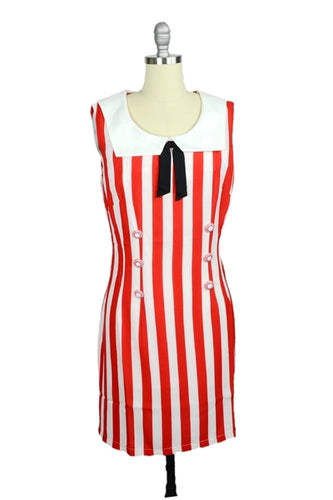 Sally's Sailor Nautical Shift Dress in Red
